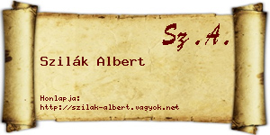 Szilák Albert névjegykártya