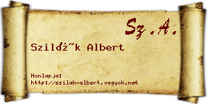 Szilák Albert névjegykártya